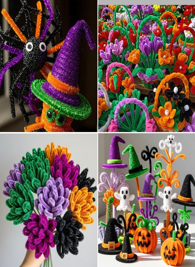 Caydo 320 Pieces Fall Pipe Cleaners Chenille Stems 6mm x 12inch, Chenille Stems for DIY Art Craft Decorations (Black, Brown, Dark Green, Orange) - Image 4