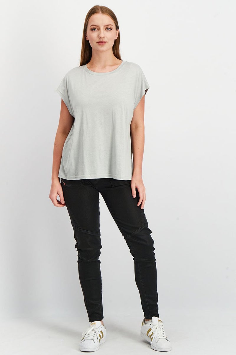 Tchibo Women Comfort Fit Cap Sleeve Yoga Tops, Grey  - Image 4