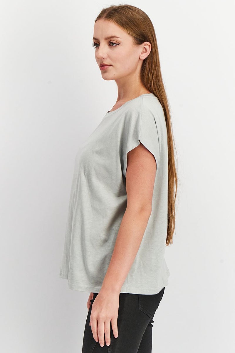 Tchibo Women Comfort Fit Cap Sleeve Yoga Tops, Grey  - Image 2