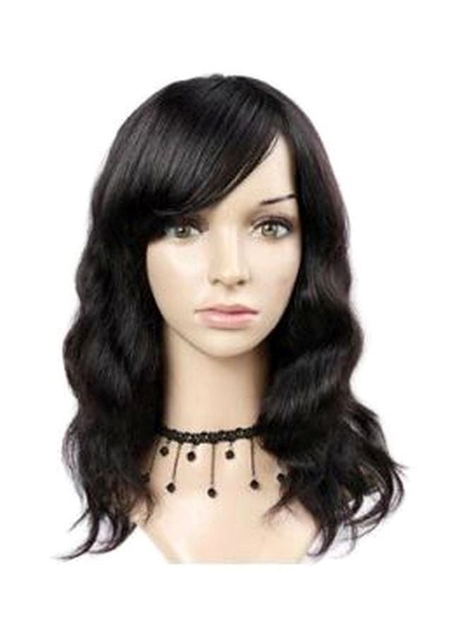 NIBEMINENT Virgin Human Wavy Hair Wig Black 16inch - Image 1