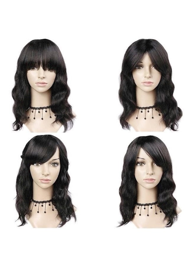 NIBEMINENT Virgin Human Wavy Hair Wig Black 16inch - Image 5