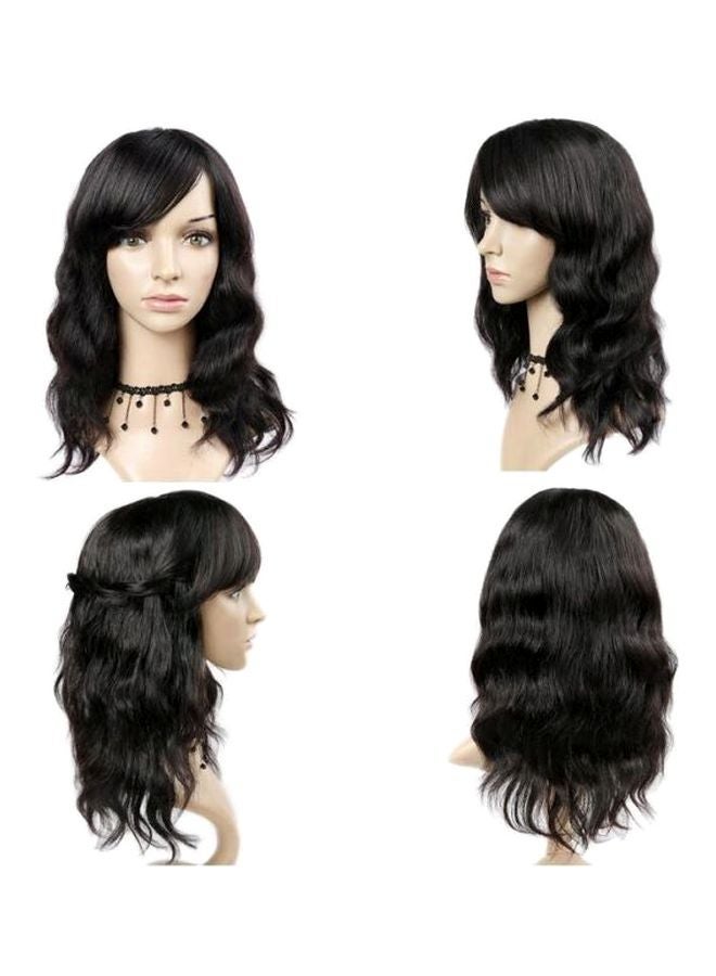 NIBEMINENT Virgin Human Wavy Hair Wig Black 16inch - Image 3