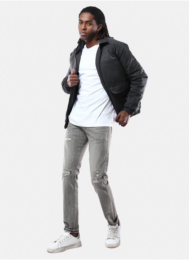 RAVIN Dark Grey Long Sleeves Jacket with Buttoned Pockets 