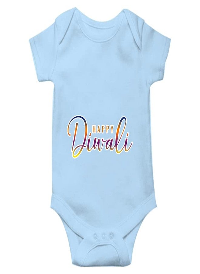Mott2 Diwali Special Unisex Baby Romper - Happy Diwali3 (9-12 Months Blue) - Image 1