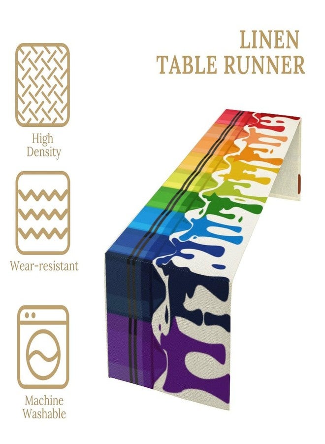 AAVEUP Colour Pigment Table Runner Cartoon Rainbow Toddler Abstract Art Learning Drawing Crayons Table Decor Table Top Boys Girls Dining Nursery Wedding Party 13x36ln - Image 4