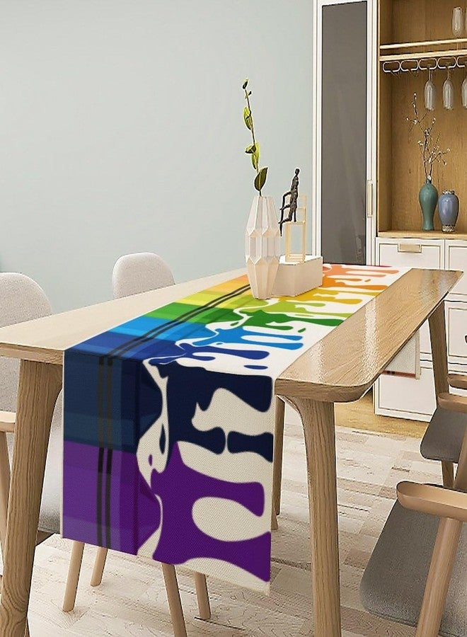 AAVEUP Colour Pigment Table Runner Cartoon Rainbow Toddler Abstract Art Learning Drawing Crayons Table Decor Table Top Boys Girls Dining Nursery Wedding Party 13x36ln - Image 2