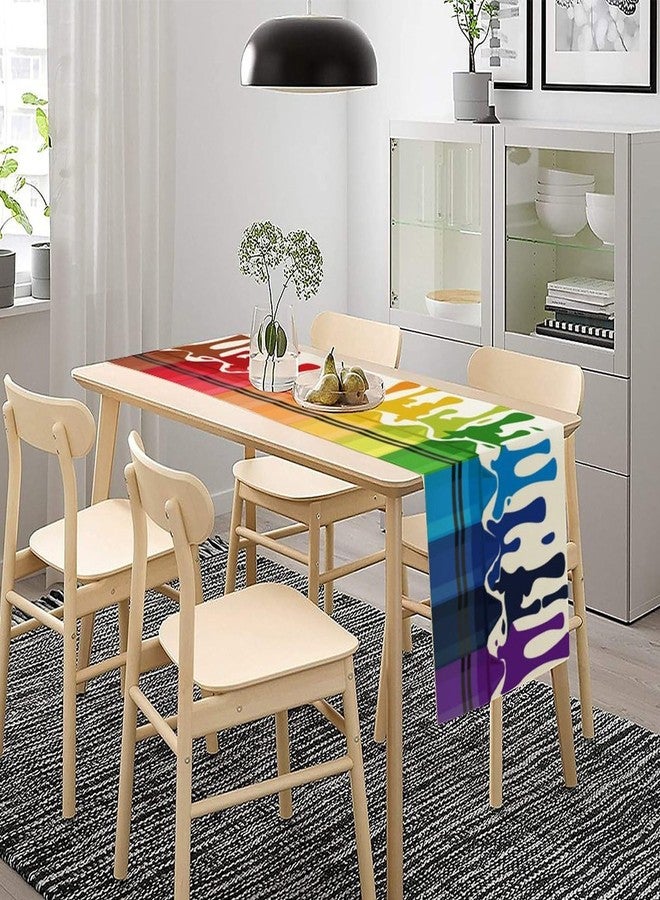 AAVEUP Colour Pigment Table Runner Cartoon Rainbow Toddler Abstract Art Learning Drawing Crayons Table Decor Table Top Boys Girls Dining Nursery Wedding Party 13x36ln - Image 3