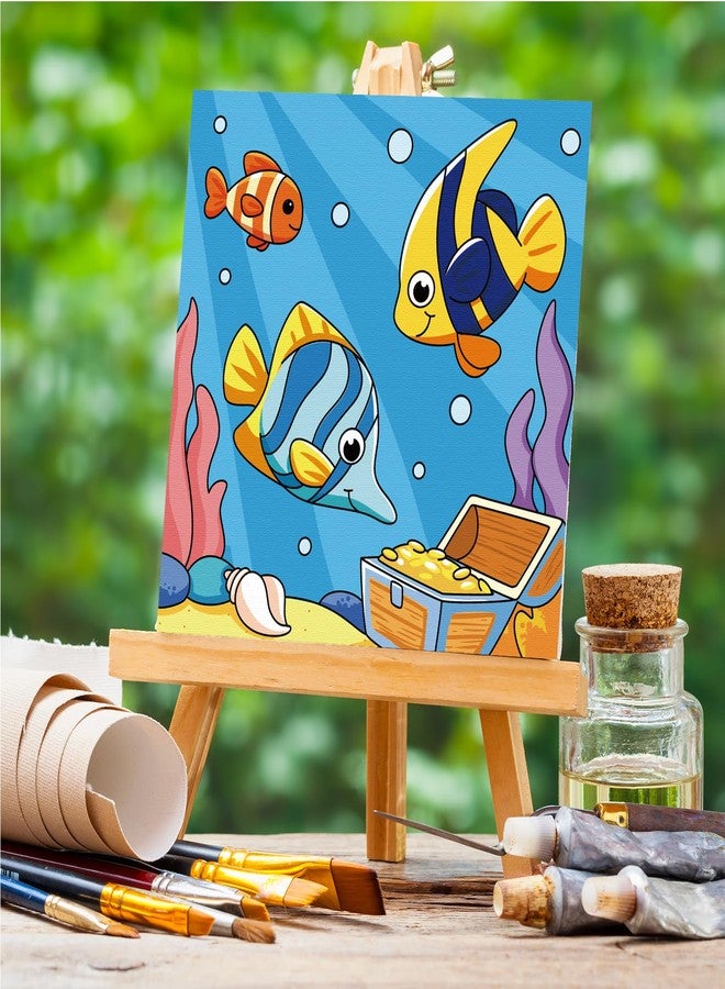 Anseal 12 Packs Pre Drawn Canvas to Paint, 4" X 4" Ocean Pre-Printed Paint Party for Kids, Pre Stretched Canvas Outline Painting Boards for Beginners, Students, Party Favor - Image 2