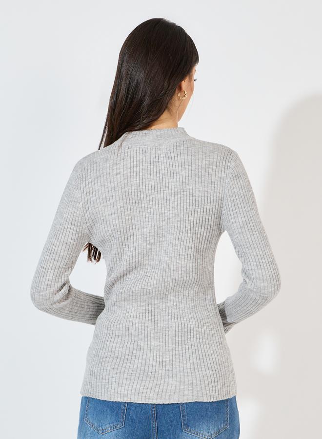 Styli Ribbed Fitted Regular Length High Neck Sweater  - Image 5