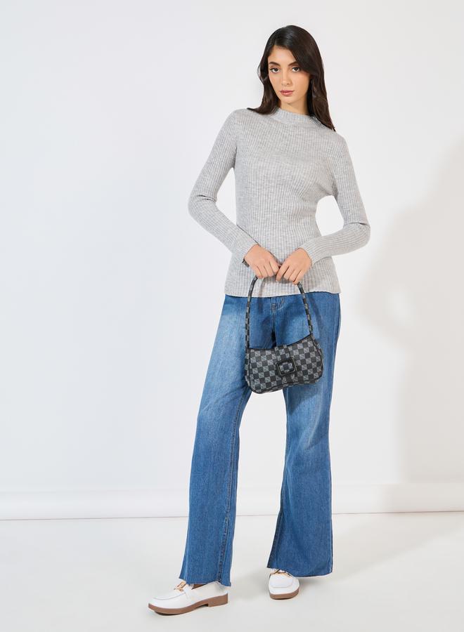 Styli Ribbed Fitted Regular Length High Neck Sweater  - Image 2