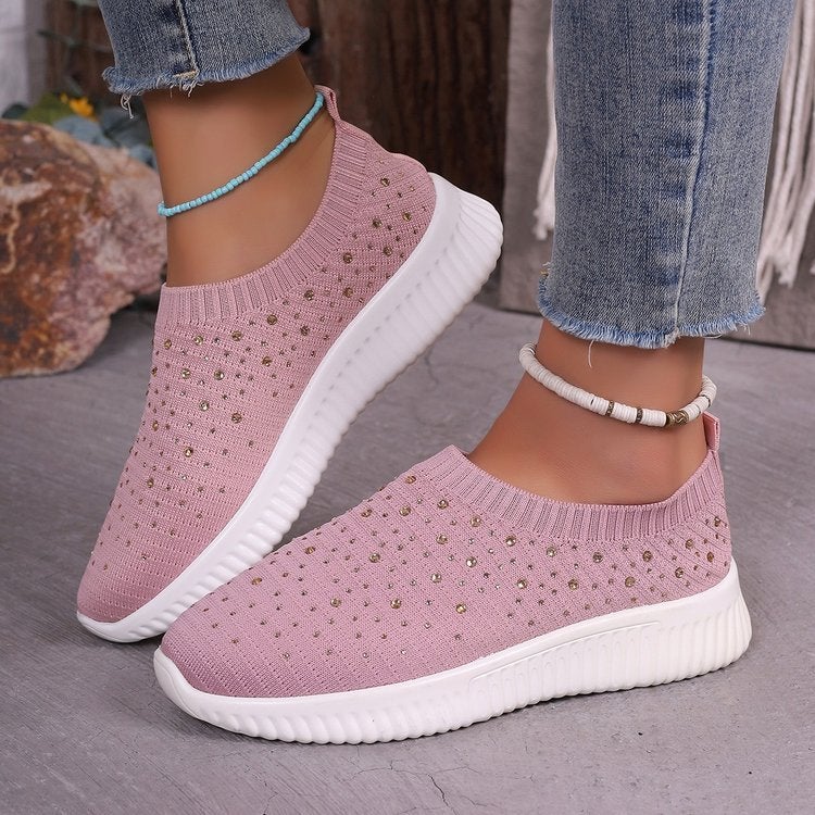 2024 Fashion Breathable Rhinestone Sneakers for Women Lotus color 