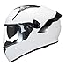 VCOROS Full Face Dual Visor Motorcycle Helmet for Adults Motorbike Street Bike Racing Helmets X9 DOT Approved with Black Visor Gloss White Large - Image 2