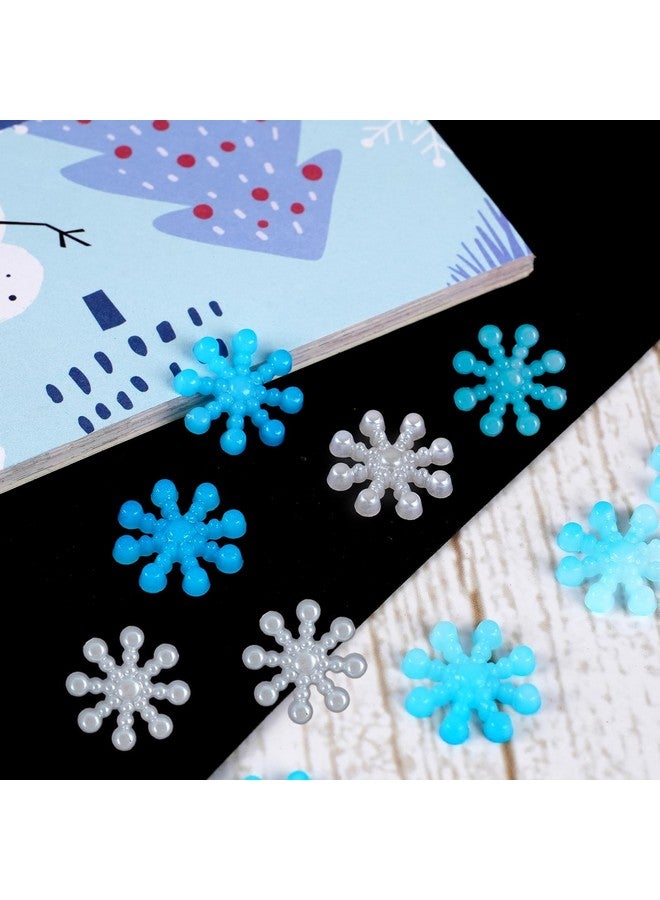kockuu 200Pcs Mini Snowflake Crafts Christmas Decorations- Resin Plastic White And Blue Snowflake Confetti Christmas Embellishment For Diy Craft Xmas Tree Frozen Winter Wonderland Party Table Decor - Image 5
