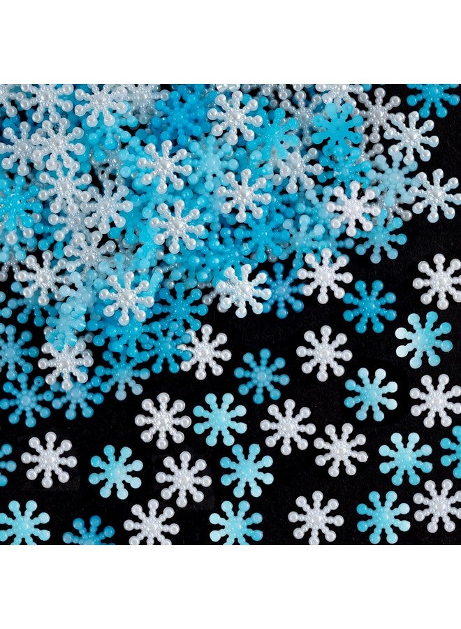 kockuu 200Pcs Mini Snowflake Crafts Christmas Decorations- Resin Plastic White And Blue Snowflake Confetti Christmas Embellishment For Diy Craft Xmas Tree Frozen Winter Wonderland Party Table Decor - Image 1