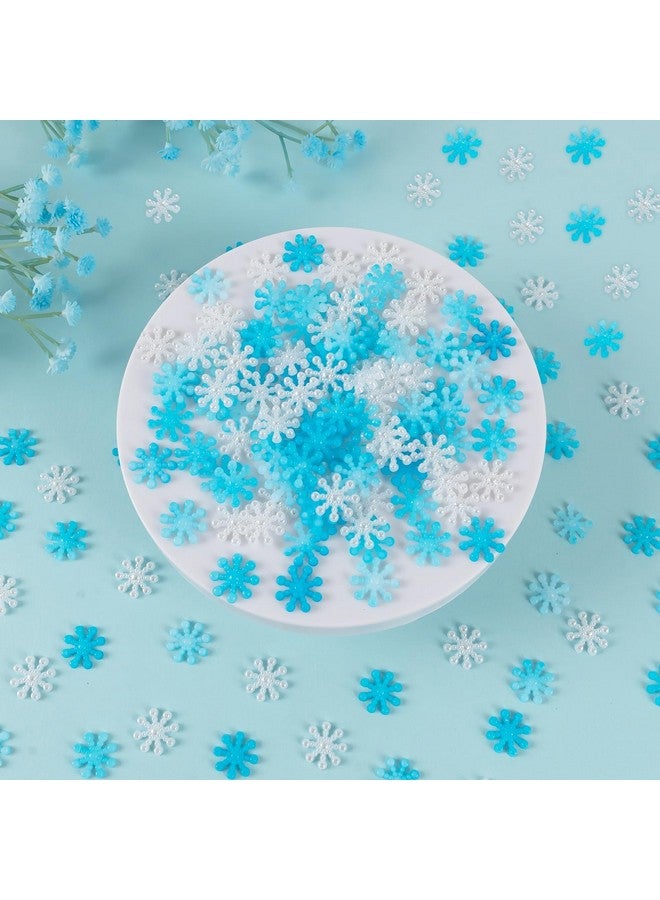 kockuu 200Pcs Mini Snowflake Crafts Christmas Decorations- Resin Plastic White And Blue Snowflake Confetti Christmas Embellishment For Diy Craft Xmas Tree Frozen Winter Wonderland Party Table Decor - Image 3
