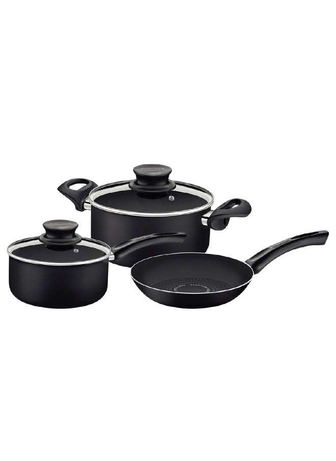 TRAMONTINA Since 1911,Made in Brazil- Paris+ 5 Pieces Black Aluminum Cookware Set with Interior and Exterior Starflon Excellent PFOA Free Nonstick Coating,  - Image 1