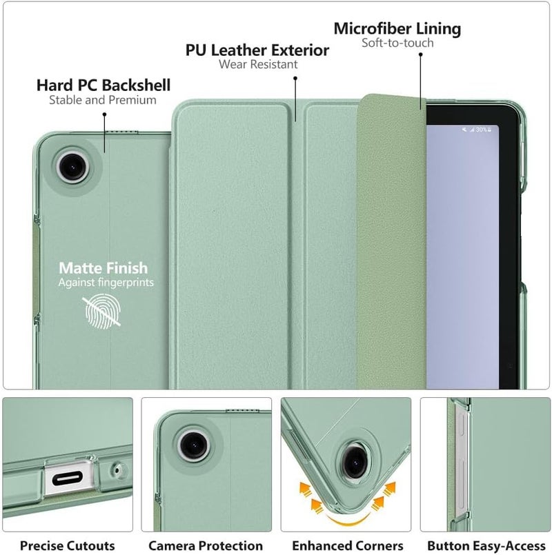 MoKo Case for Galaxy Tab A9+ 11 inch 2023, Slim Stand Protective Smart Cover with Hard PC Translucent Back Shell for Galaxy Tab Tablet (SM-X210/X216/X218), Auto Wake/Sleep, Agave Green - Image 3