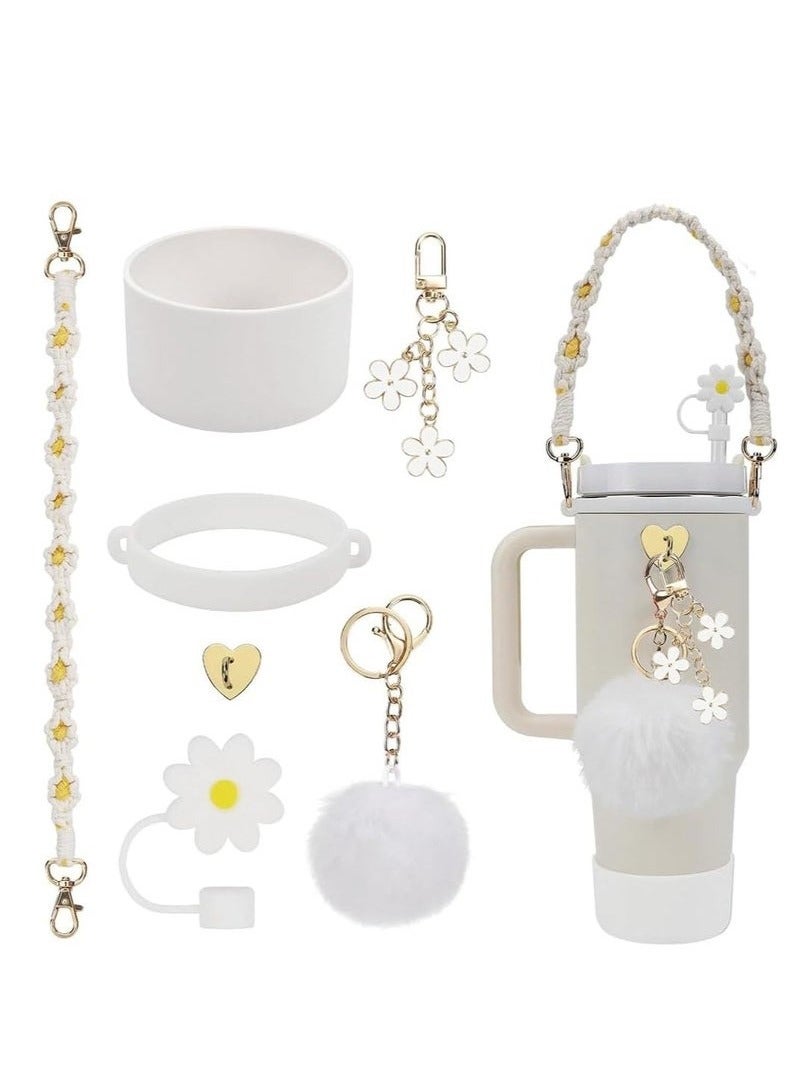 RATSAW 7pcs Cup Accessories for Stanley Set Including 1 Pcs Water Bottle Handle Strap 1 Pcs Siliocne Stanley Cup Boot 1 Pcs Siliocne Straw Cover 2 Pcs Charms for Stanley Cup 40 30Oz Tumbler - Image 1