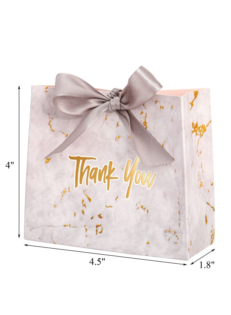SYOSI 20 Pack Small Thank You Gift Bags with Silver Ribbon Marble Pattern Party Favor Bags Candy Boxes 4.5x1.8x4 Inch Mini Paper Gift Bags Bulk for Wedding Birthday Bridal Shower Baby Shower - Image 5