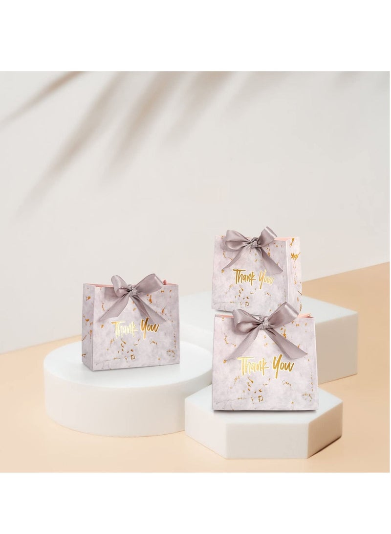 SYOSI 20 Pack Small Thank You Gift Bags with Silver Ribbon Marble Pattern Party Favor Bags Candy Boxes 4.5x1.8x4 Inch Mini Paper Gift Bags Bulk for Wedding Birthday Bridal Shower Baby Shower - Image 2