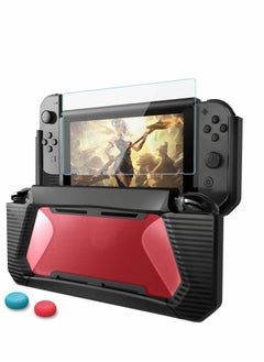 Y&D Case with Screen Protector Compatible Switch TPU Protective Heavy Duty Shock Absorption and Scratch Resistance (Black Red)  - Image 1