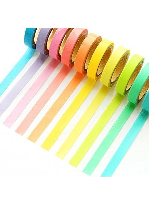 TD CREATIONS TD CREATIONS 12 Rolls Decorative Washi Paper Tape DIY Rainbow Candy Color Sticker Paper Masking Adhesive Tape for Arts and Craft  - Image 3