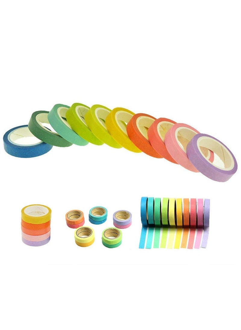 TD CREATIONS TD CREATIONS 12 Rolls Decorative Washi Paper Tape DIY Rainbow Candy Color Sticker Paper Masking Adhesive Tape for Arts and Craft  - Image 4