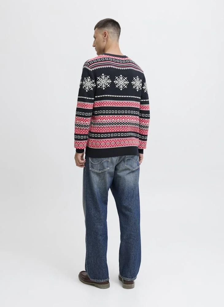 JACK & JONES Christmas Knit Neck Long Sleeve Sweater