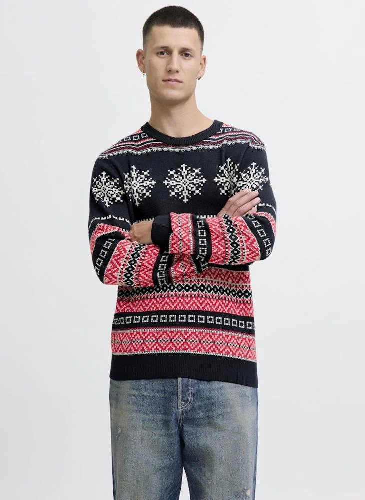 JACK & JONES Christmas Knit Neck Long Sleeve Sweater