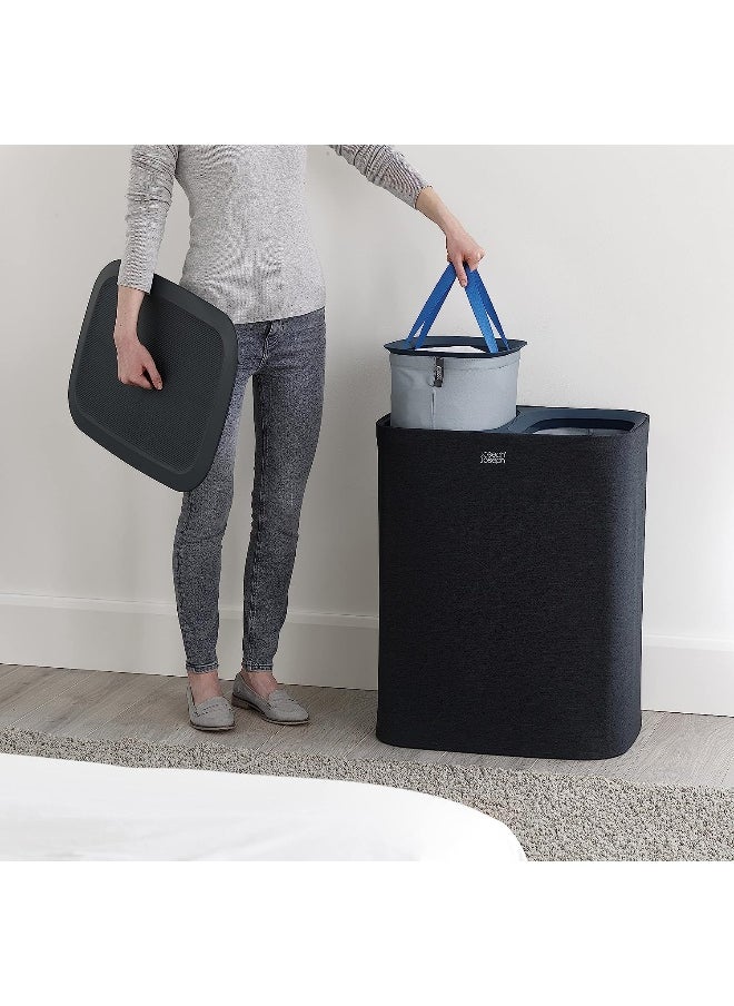 Joseph Joseph Tota 90litre Laundry Hamper Separation Basket with Lid  Black  - Image 2