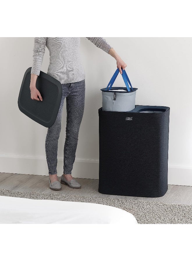 Joseph Joseph سلة غسيل توتا سعة 90 لتر بفصل الأقمشة مع غطاء - أسود - Image 3
