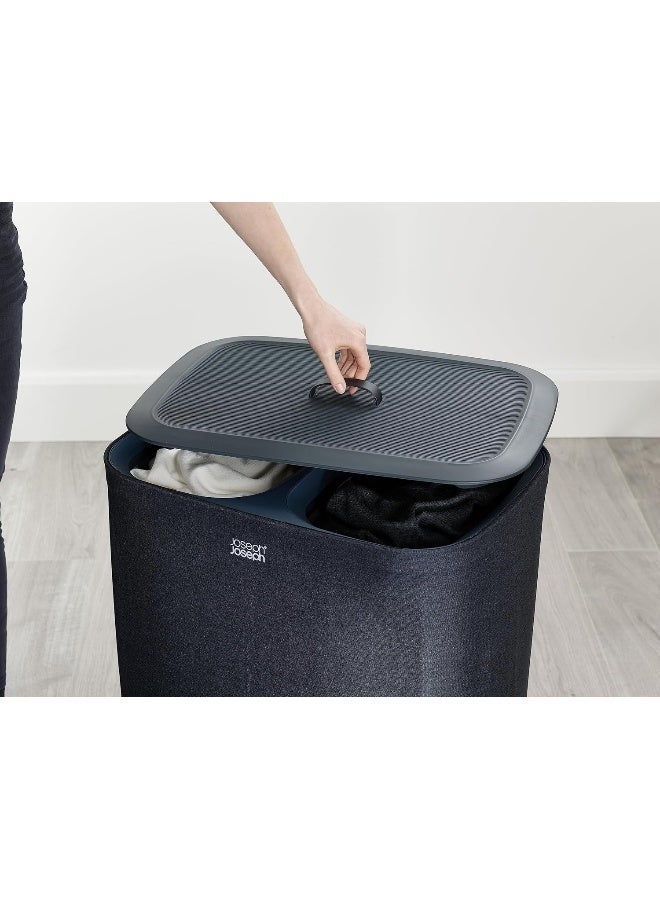 Joseph Joseph سلة غسيل توتا سعة 90 لتر بفصل الأقمشة مع غطاء - أسود - Image 4
