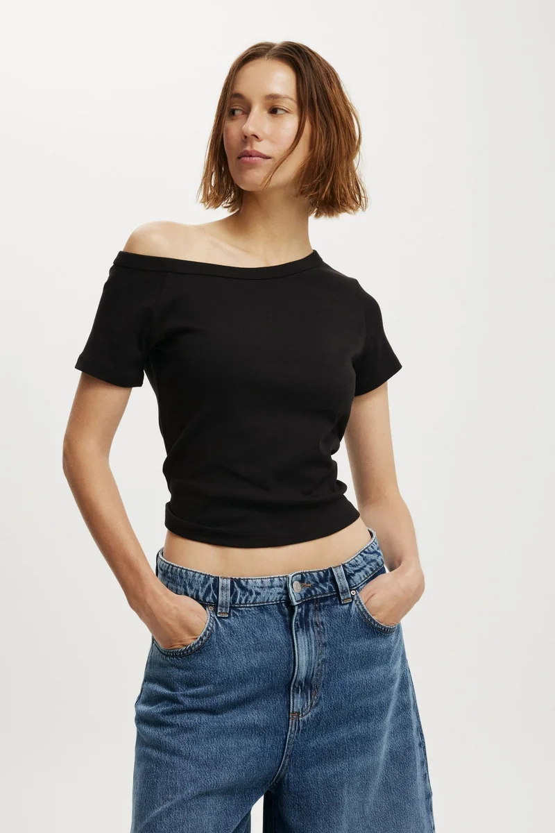 Cotton On Arlie Asymmetric Short Sleeve Top