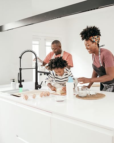 Fapully Black Kitchen Faucet with Pull Down Sprayer,Commercial LED Kitchen Faucet,Single Handle Single Hole Kitchen Sink Faucets - Image 3