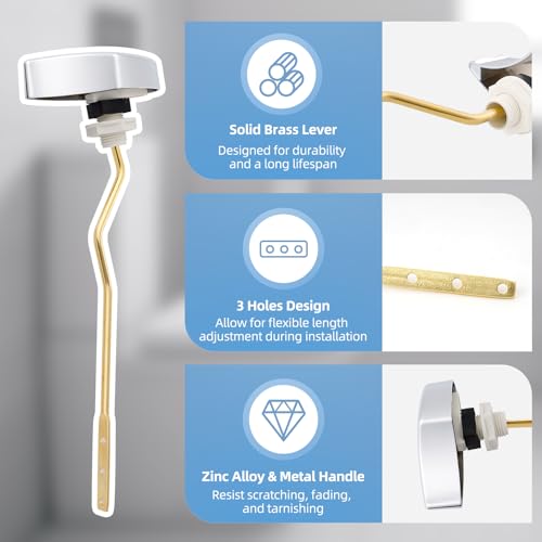 Hibbent Metal Toilet Handle Replacement, Compatible with TOTO THU068#CP Trip Lvr for St743S, Brass Handle Trip Lever, Side Mount Toilet Flush Tank Lever, Chrome - Image 2