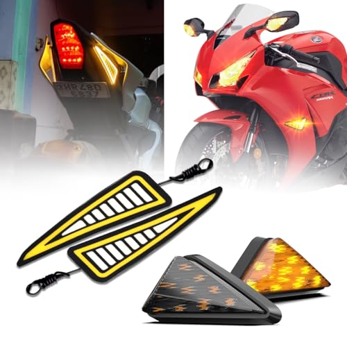MIKANIX Combo of Universal Smoke Triangle Flush Mount LED + Waterproof Flexible Strip DRL Light With Running LED Indicator (Pack of 4) - Image 1