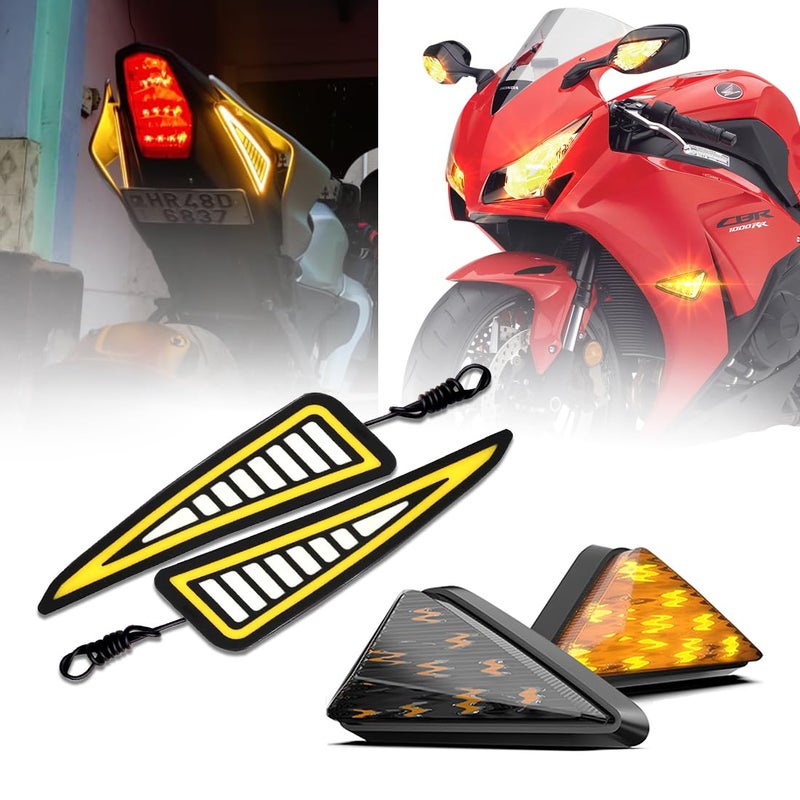 MIKANIX Combo of Universal Smoke Triangle Flush Mount LED + Waterproof Flexible Strip DRL Light With Running LED Indicator (Pack of 4) - Image 5