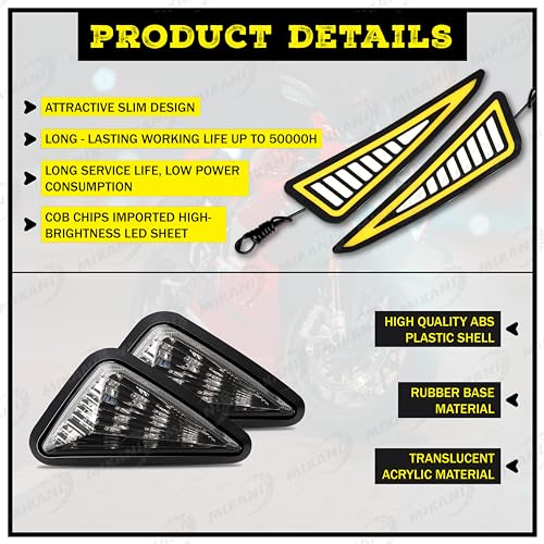 MIKANIX Combo of Universal Smoke Triangle Flush Mount LED + Waterproof Flexible Strip DRL Light With Running LED Indicator (Pack of 4) - Image 3
