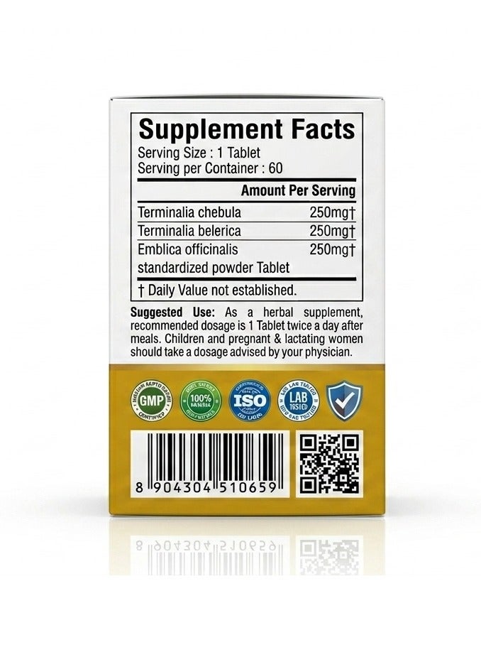 VEDAONE Triphala Tablets Natural Digestive Support with Harde Behda & Amla 60 Tablets Detox Digestion Immunity & Liver Health - Image 2