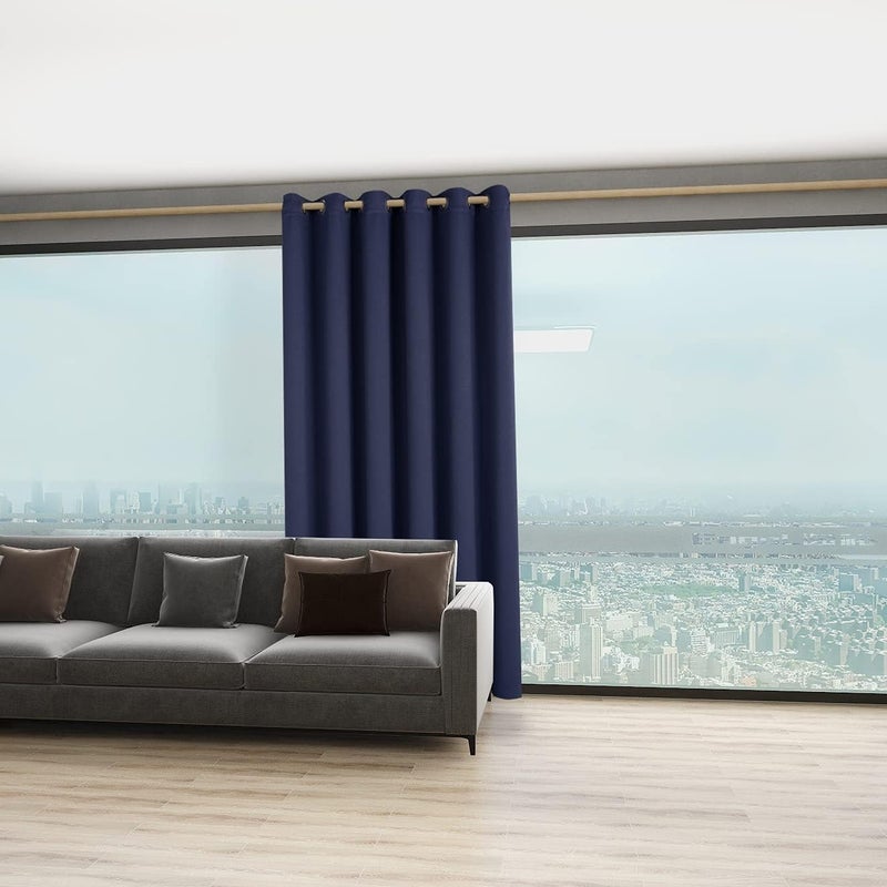 BONZER Room Divider Curtain Total Privacy Wall Wide Thermal Insulated Blackout Curtains for Slide Window, 108L x 70W Inch (9L x 5.8W ft), 1 Panel, Navy - Image 4