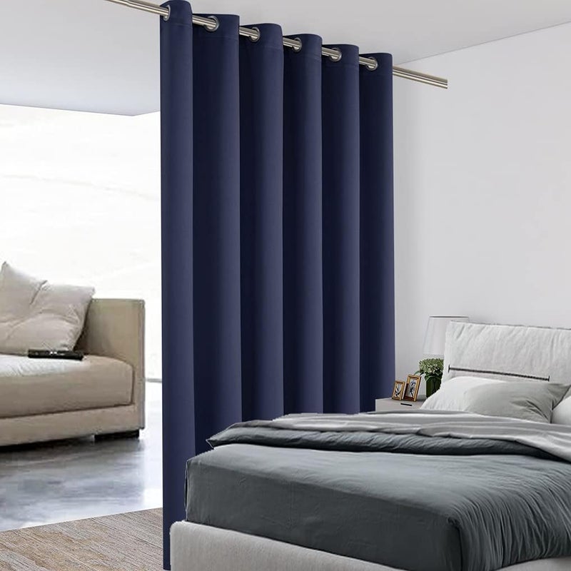 BONZER Room Divider Curtain Total Privacy Wall Wide Thermal Insulated Blackout Curtains for Slide Window, 108L x 70W Inch (9L x 5.8W ft), 1 Panel, Navy - Image 1