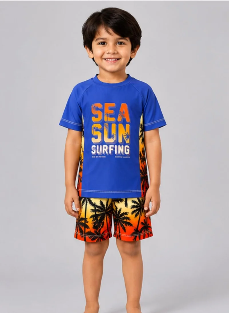 بيبي كلو Boys Sea Sun Print T-Shirt Shorts 2 Piece Swim Set