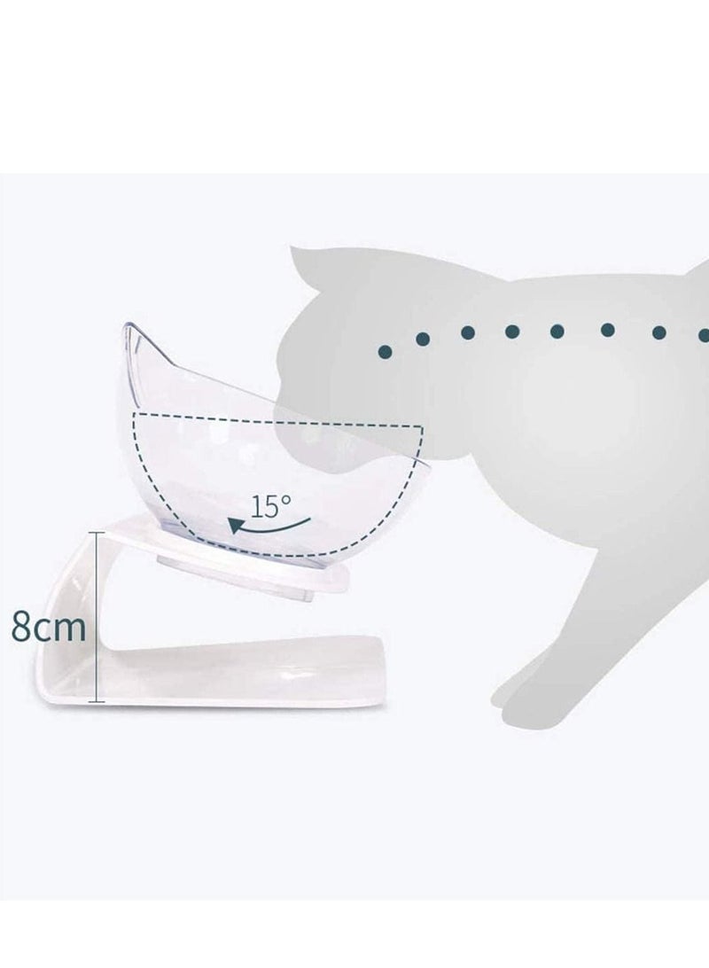 Elevated Double Cat Bowl Pet Feeding 15°Tilted Raised  Stress-Free Suit for Small Dogs Feeder - Image 2