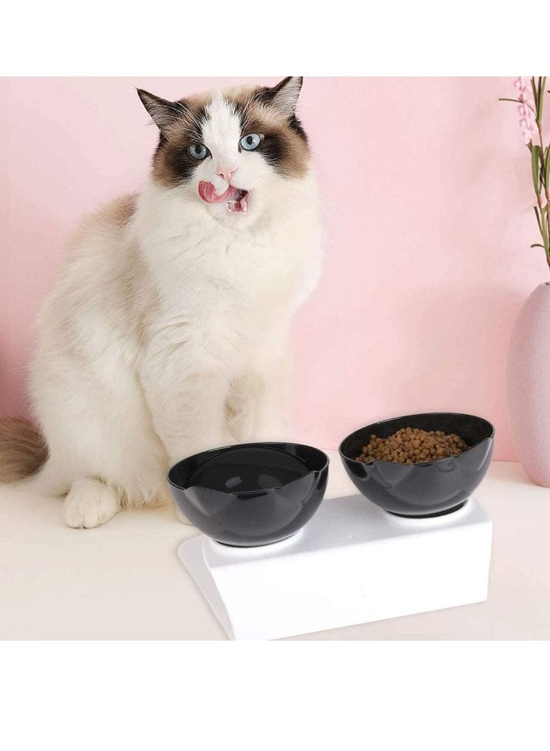 Elevated Double Cat Bowl Pet Feeding 15°Tilted Raised  Stress-Free Suit for Small Dogs Feeder - Image 5