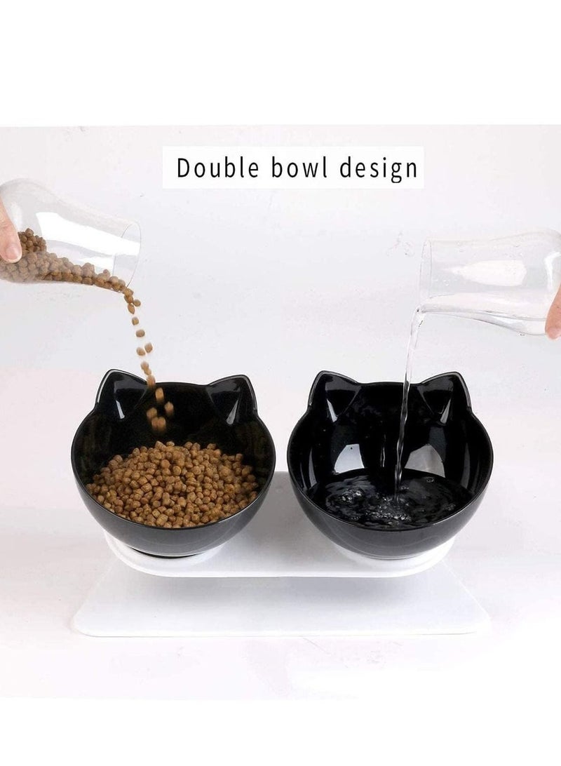 Elevated Double Cat Bowl Pet Feeding 15°Tilted Raised  Stress-Free Suit for Small Dogs Feeder - Image 3