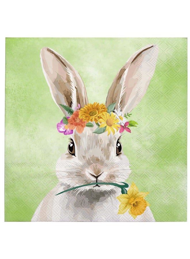 WRAPAHOLIC 25Pcs Easter Napkins - 3-Ply Adorable Easter Rabbits Disposable Luncheon Paper Napkins for Easter, Baby Shower, Spring Party Supplies - 6.5 x 6.5 In - Image 1