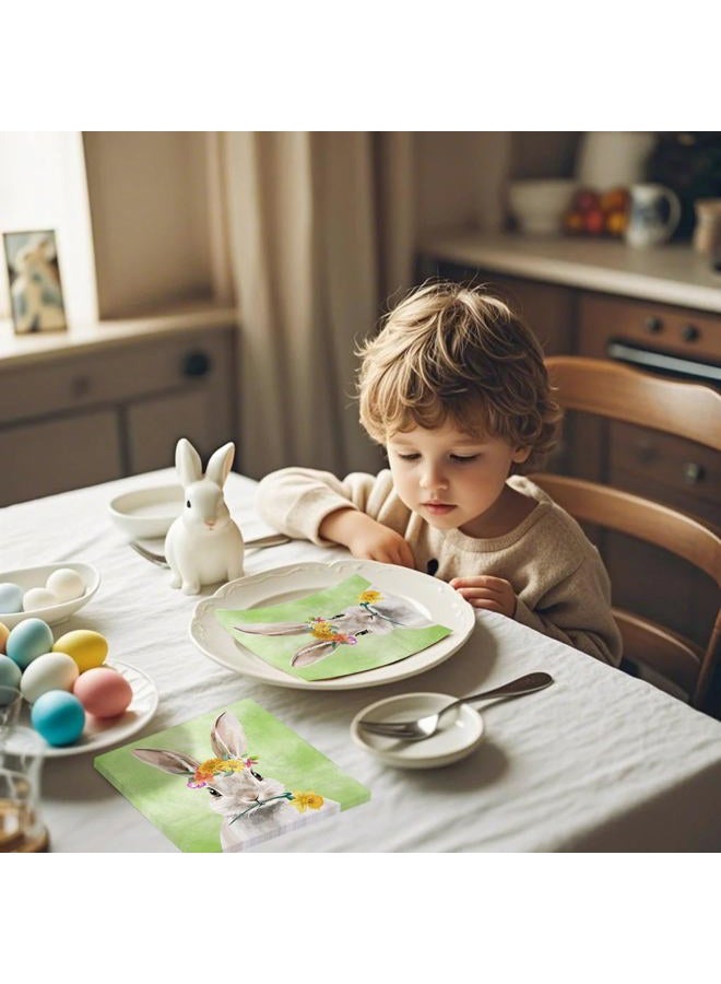 WRAPAHOLIC 25Pcs Easter Napkins - 3-Ply Adorable Easter Rabbits Disposable Luncheon Paper Napkins for Easter, Baby Shower, Spring Party Supplies - 6.5 x 6.5 In - Image 4