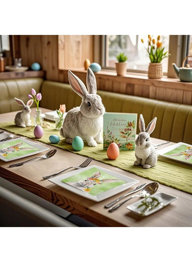 WRAPAHOLIC 25Pcs Easter Napkins - 3-Ply Adorable Easter Rabbits Disposable Luncheon Paper Napkins for Easter, Baby Shower, Spring Party Supplies - 6.5 x 6.5 In - Image 3