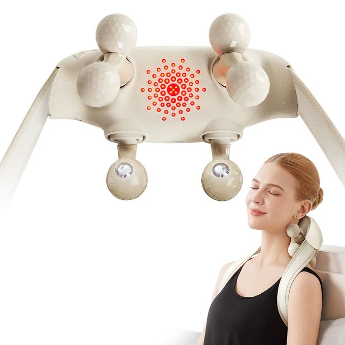 SKG Neck Massager for Pain Relief Deep Tissue Shiatsu Neck and Shoulder Cordless Neck Massager with Heat Gifts for Men and Women Dad Mom Grandpa H7 Ultra Beige - Image 4