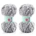 DAERBOF 2 Skeins Soft Chunky Fluffy Fuzzy Faux Fur Yarn for Crocheting Eyelash Furry Yarn for Knitting Blankets Scarves and Sweaters 35 Oz75 Yards Per RollDark Grey - Image 2